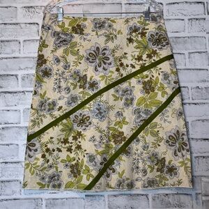 Cream Asymmetrical cotton knee length‎ Skirt for Casual Wear lightweight size 11